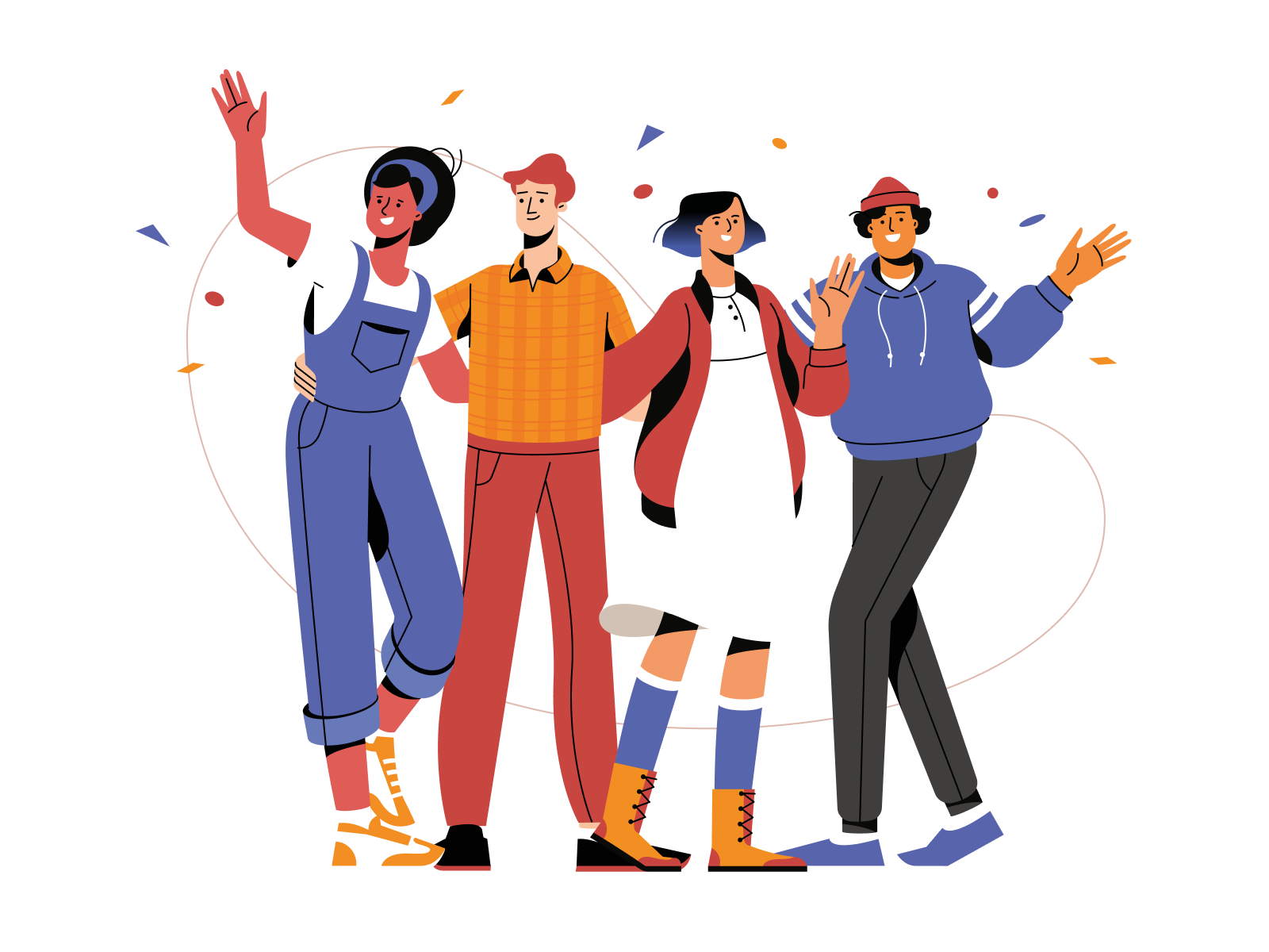 Diverse team welcoming everyone around